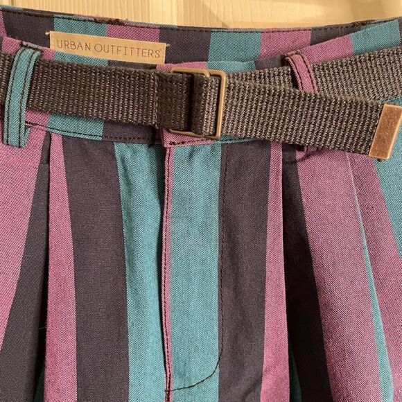 Urban Outfitters Womens Della Striped Tapered 2 Grunge Punk High Rise Pleat Fron - Picture 5 of 6